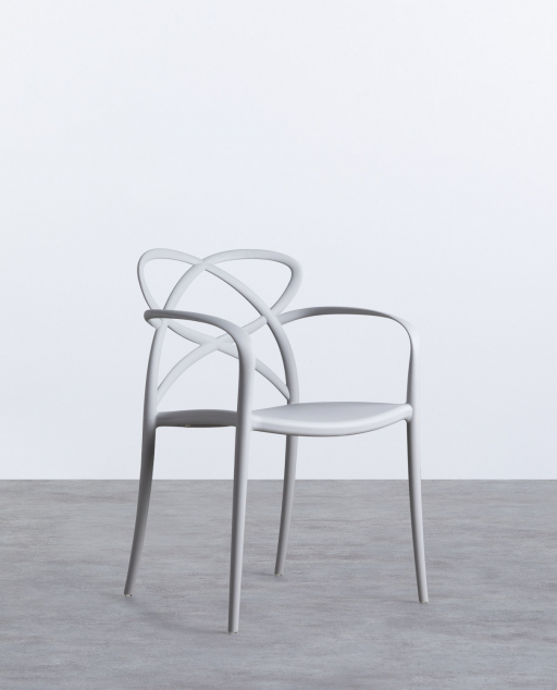 Chaise d'Extérieur en Polypropylène avec Accoudoirs Cielo - Gris clair