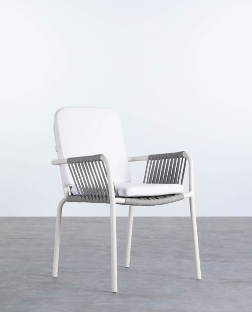 Chaise d'Extérieur en Aluminium et Corde Drian - Blanc cassé