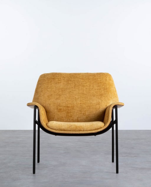 Fauteuil avec Accoudoirs en Bois et Tissu Rinu