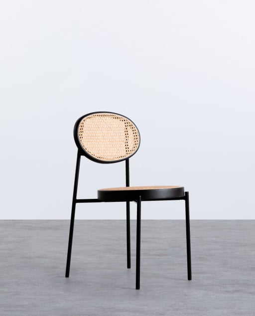 Chaise de Salle à Manger en Rotin Naturel et Métal Vili