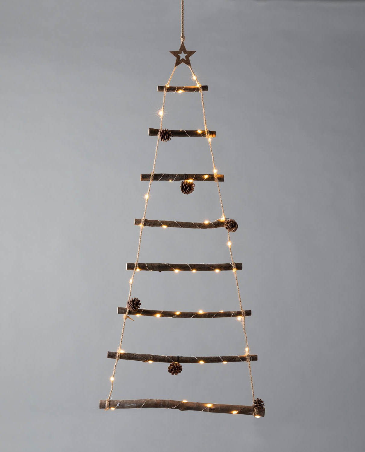 Sapin de Noël en bois avec lumières LED 110 cm PIN, image de la gelerie 2