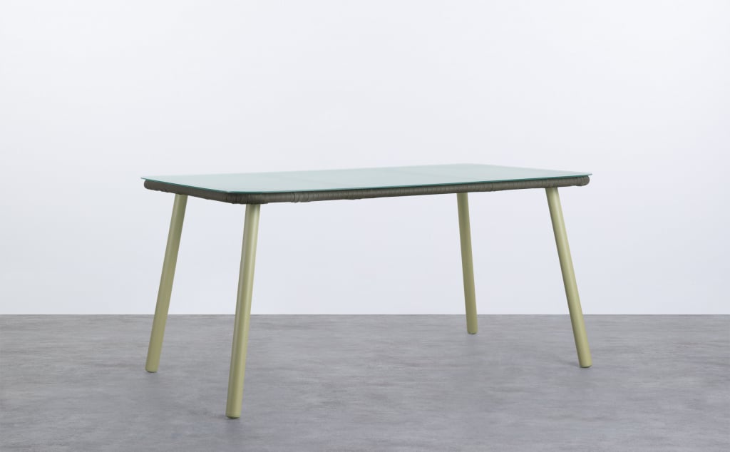 Table d'Extérieur Rectangulaire en Aluminium et Verre (160x90 cm) Drian