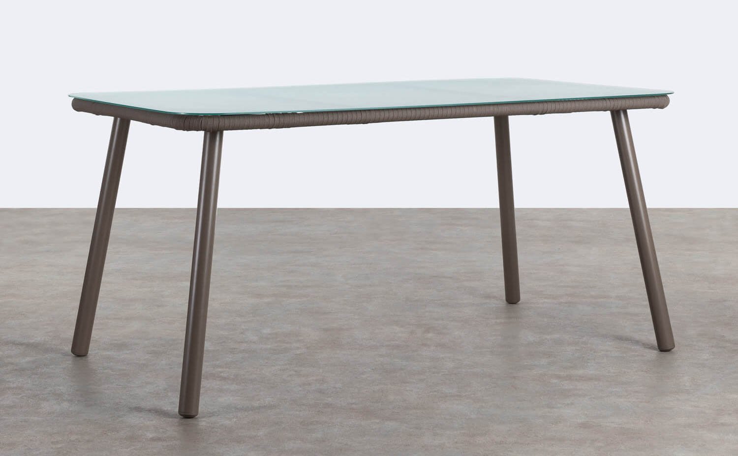 Table de Salle à Manger Rectangulaire en Aluminium et Verre (160x90 cm) Drian, image de la gelerie 1