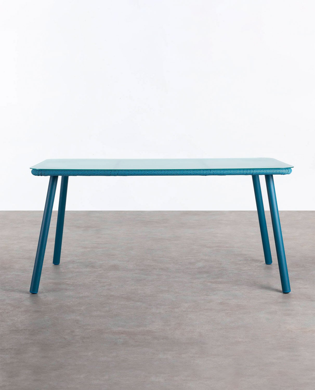 Table de Salle à Manger Rectangulaire en Aluminium et Verre (160x90 cm) Drian, image de la gelerie 2