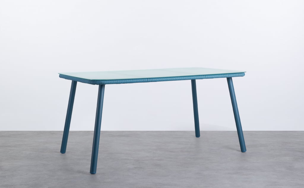 Table de Salle à Manger Rectangulaire en Aluminium et Verre (160x90 cm) Drian