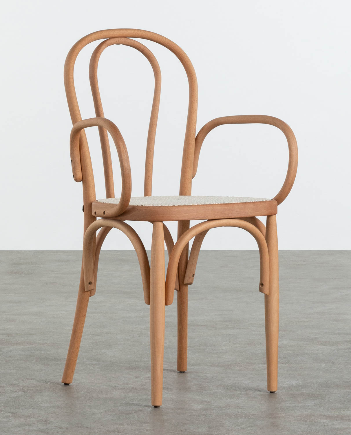 Chaise de Salle à Manger avec Accoudoirs en Bois Massif et Cannage Morle, image de la gelerie 1