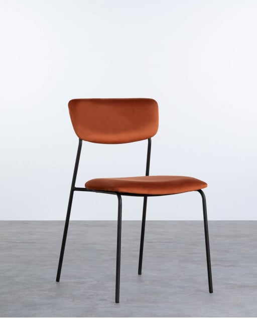 Chaise de Salle à Manger en Métal et Velours Morgan - Orange Terra