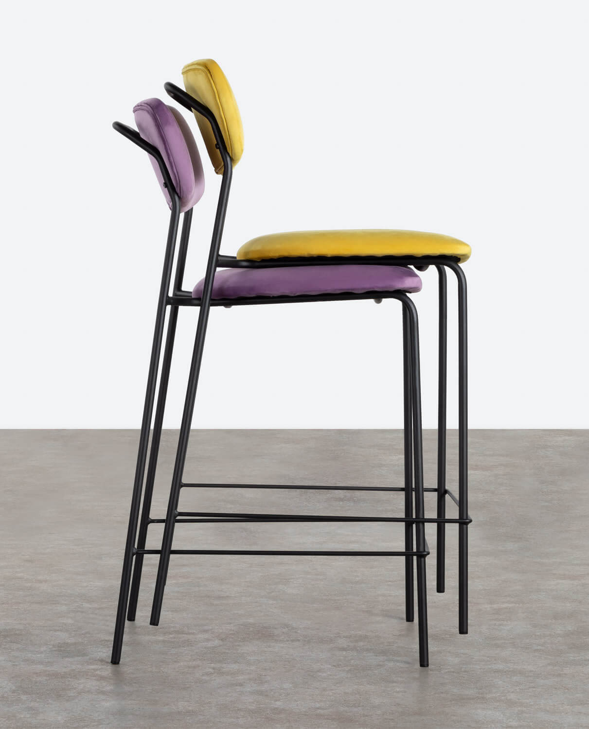 Tabouret Haut en Métal et Velours Morgan (70 cm), image de la gelerie 2