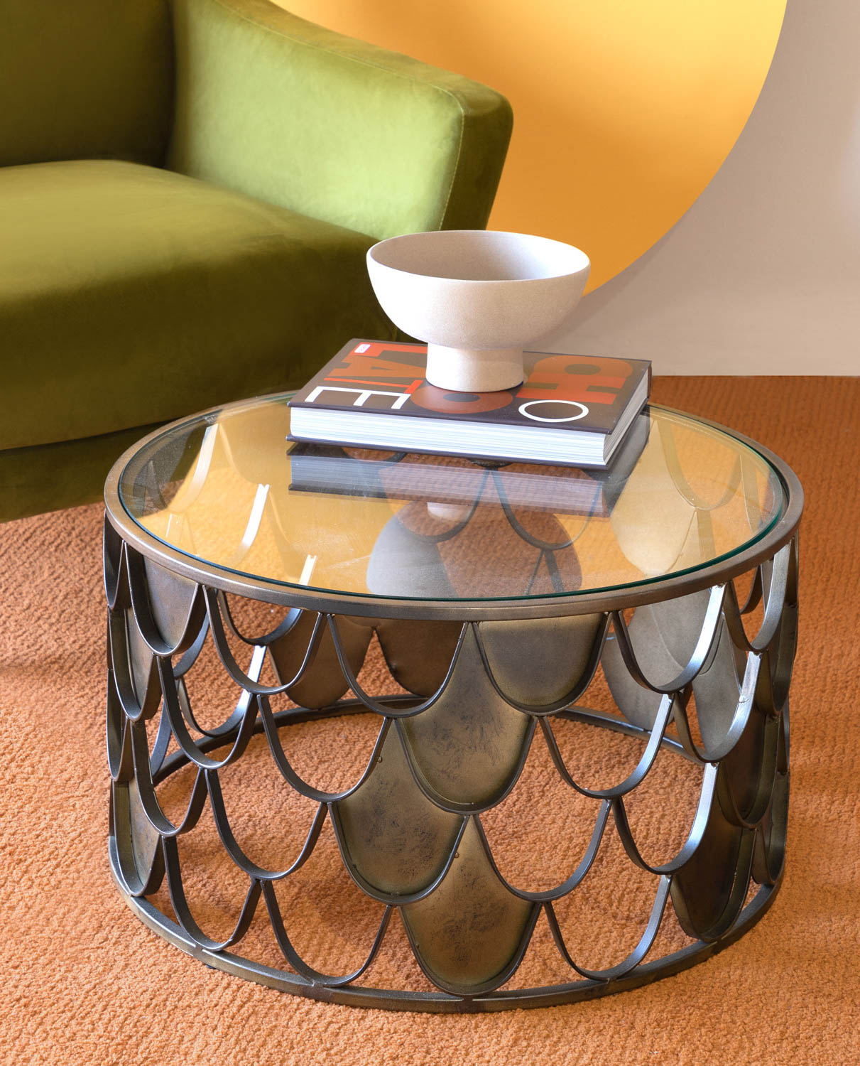 Table Basse Ronde en Verre et Métal (Ø60cm) Minerva, image de la gelerie 2
