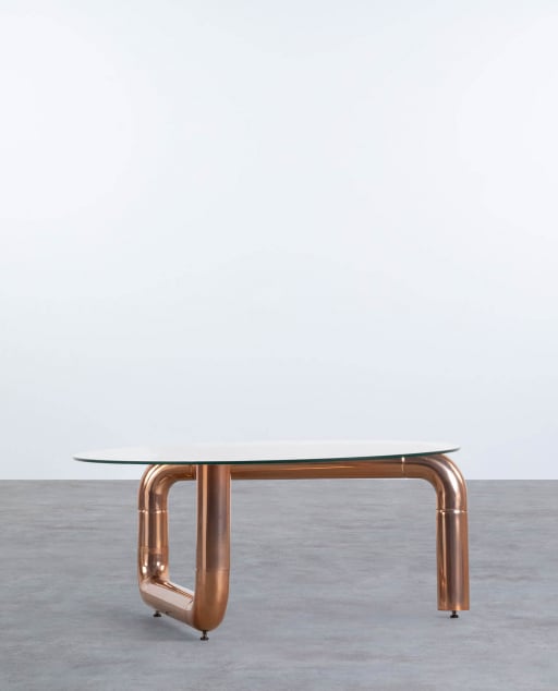 Table Basse Ronde en Verre et Métal (Ø90 cm) Oriana