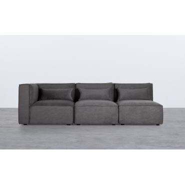 Canapé Modulaire 3 Pièces avec 2 Fauteuils en Velours Côtelé Kilhe Velours -Gris Graphite - The Masie