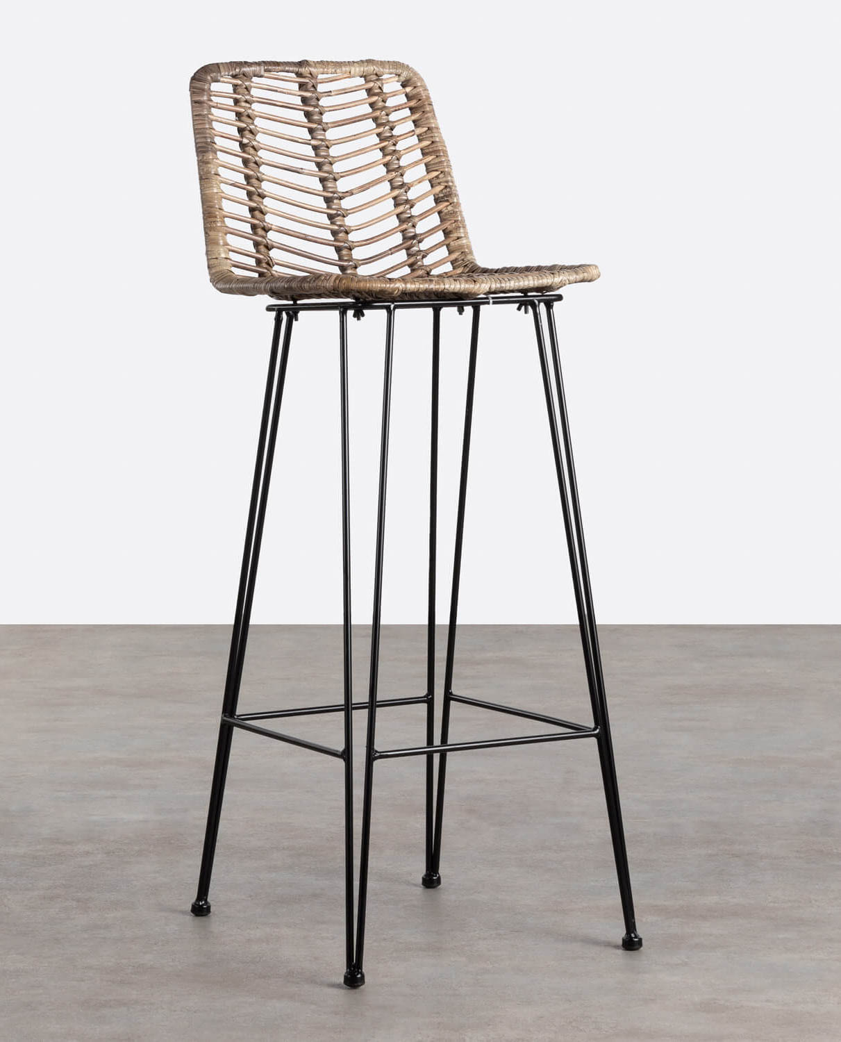 Tabouret Haut en Rotin et Métal New Italia (78 cm), image de la gelerie 1