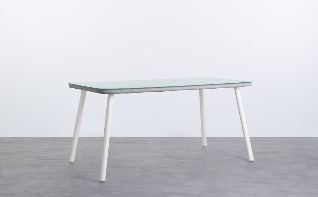 Table d'Extérieur Rectangulaire en Aluminium et Verre (160x90 cm) Drian