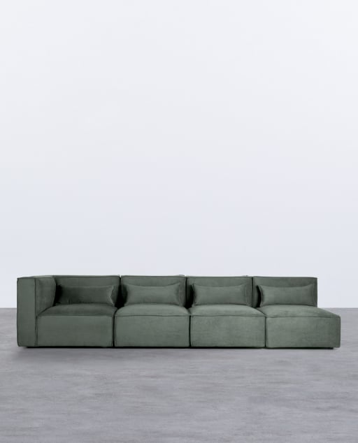 Canapé Modulaire 4 Pièces avec 3 Fauteuils en Velours Côtelé Kilhe
