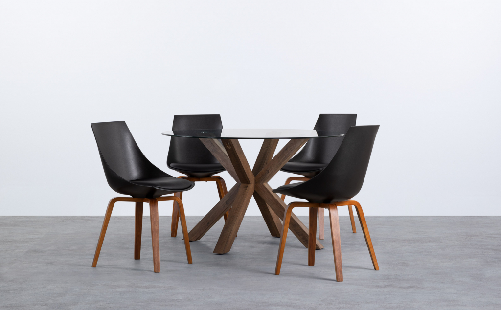 Ensemble Salle à Manger Colonial 8 Pièces | Table, Chaises Et Buffet En Bois | Style Maison Coloniale Marron