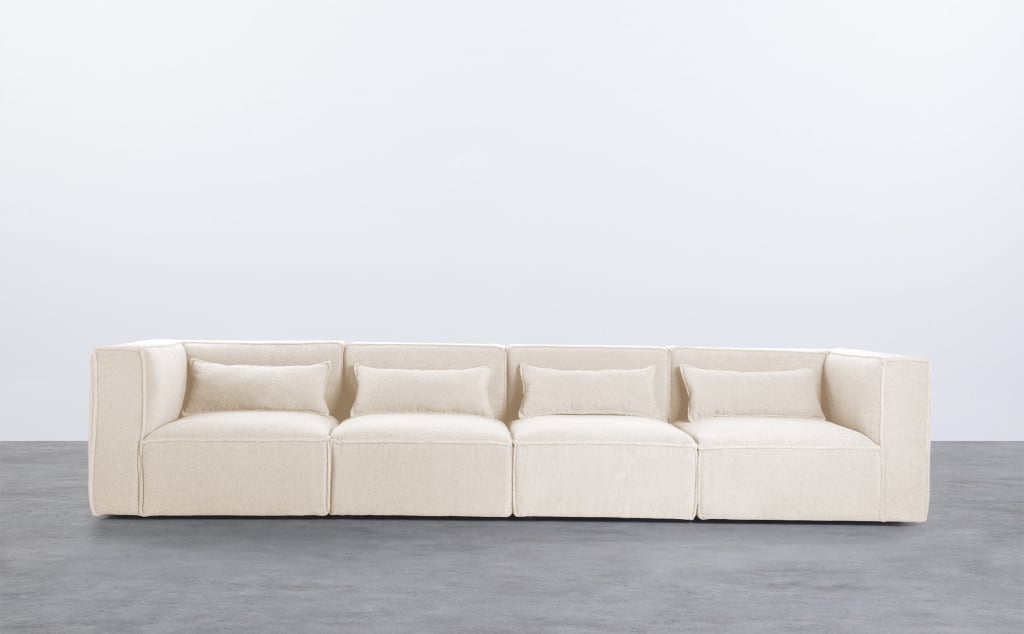 Canapé Modulable 4 Pièces avec 2 Fauteuils d'Angle en Tissu Bouclé Kilhe