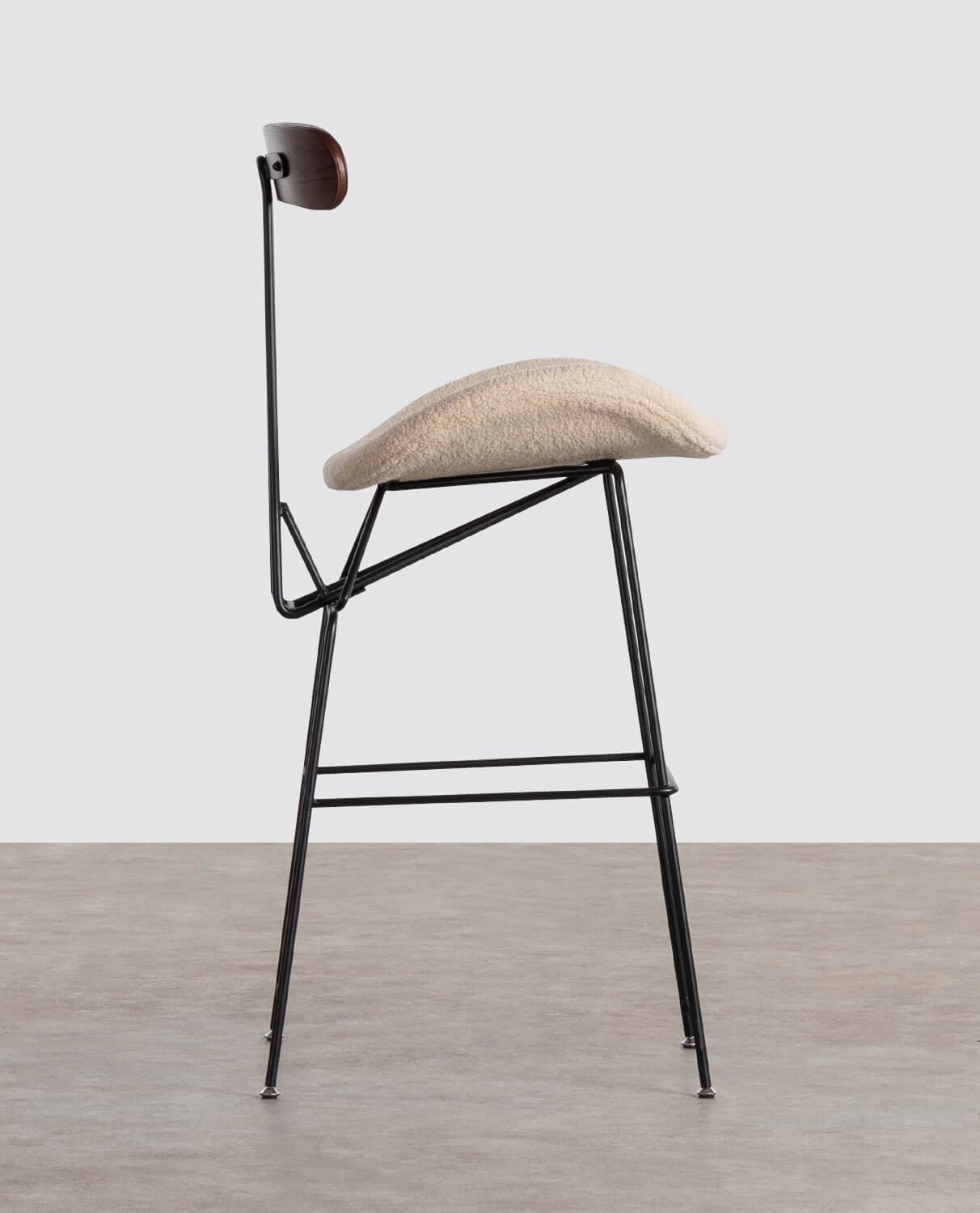 Tabouret Haut En Tissu Et Bois (75 cm) Antonela Bouclé, image de la gelerie 2