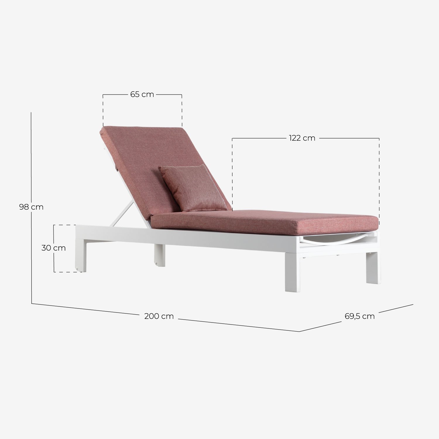 Transat avec Coussin Amovible et Coussin Carré New Kreta, dimensions