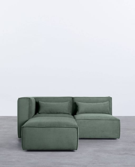 Canapé Modulables d'Angle de 2 Pièces et Pouf en Velours Côtelé Kilhe