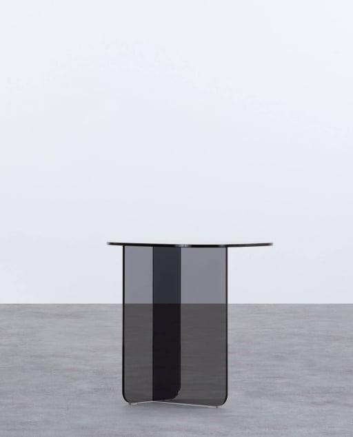 Table d'Appoint Ovale en Verre Trempé 40,5x40 cm) Urel
