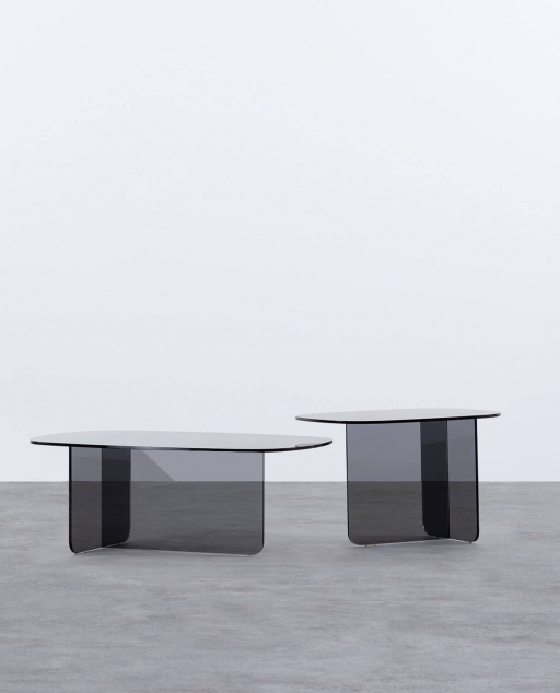 Table Basse Noire Avec Plateau Verre Trempé 80x80x35 Cm - Acier Laqué, Design Moderne, Facile à Nettoyer - 2