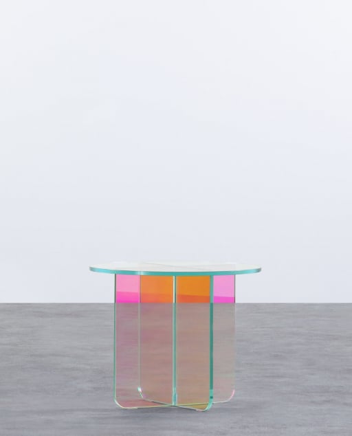Table d´Appoint Ronde Irisé en Verre Trempé (Ø50 cm) Iris