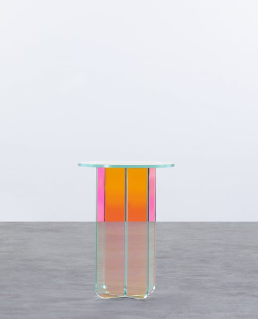 Table d´Appoint Haute Ronde Irisé en Verre Trempé (Ø40 cm) Iris