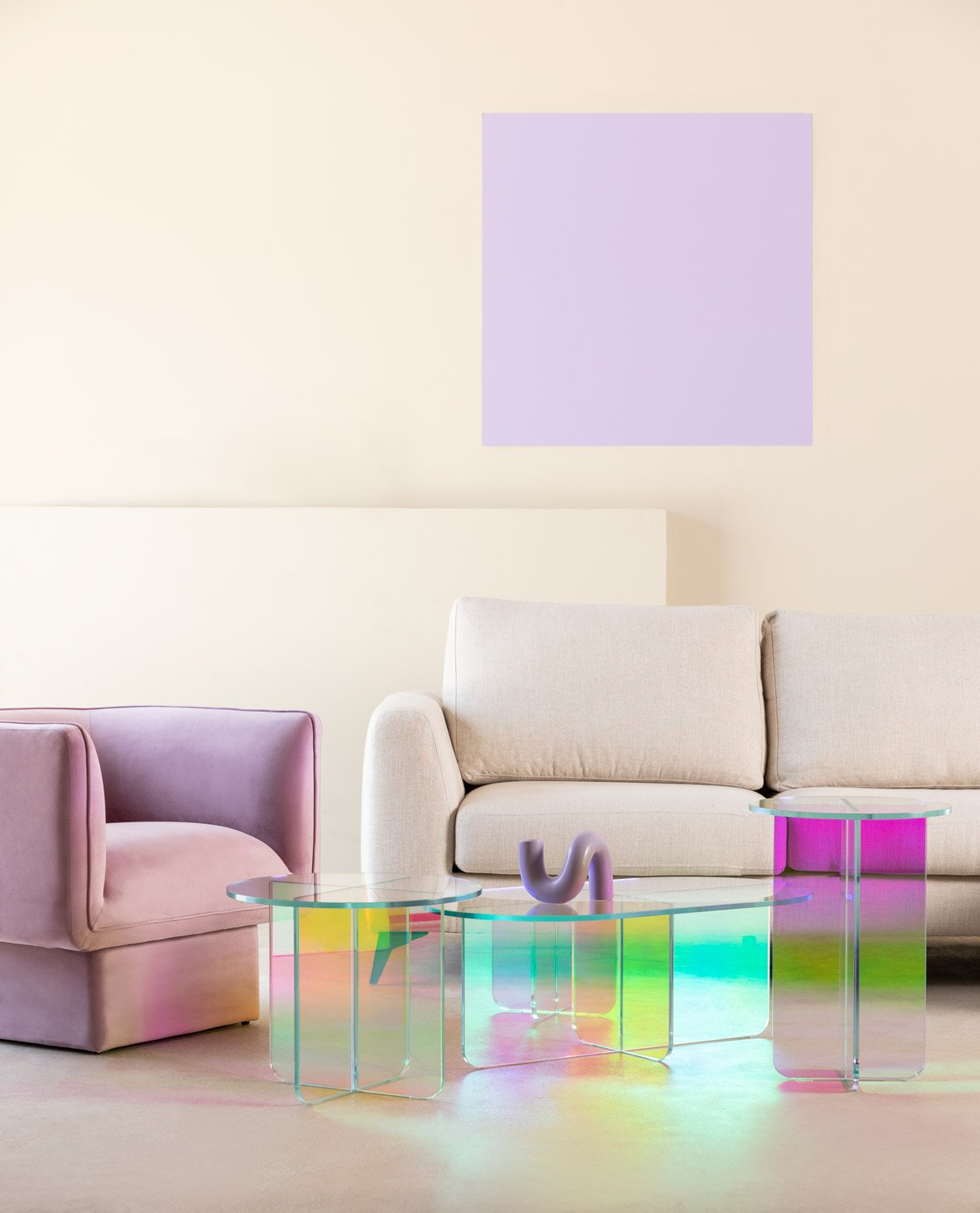 Ensemble de Table Basse et Tables d'Appoint Irisé en Verre Trempé Iris, image de la gelerie 2