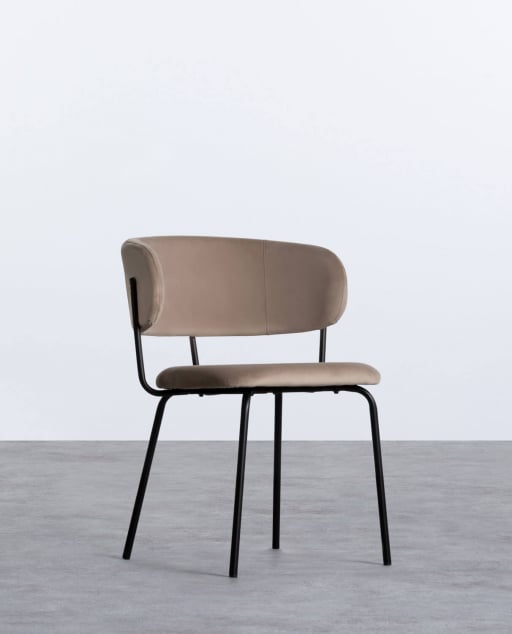 Chaise de Salle à Manger en Velours et Métal Bonse