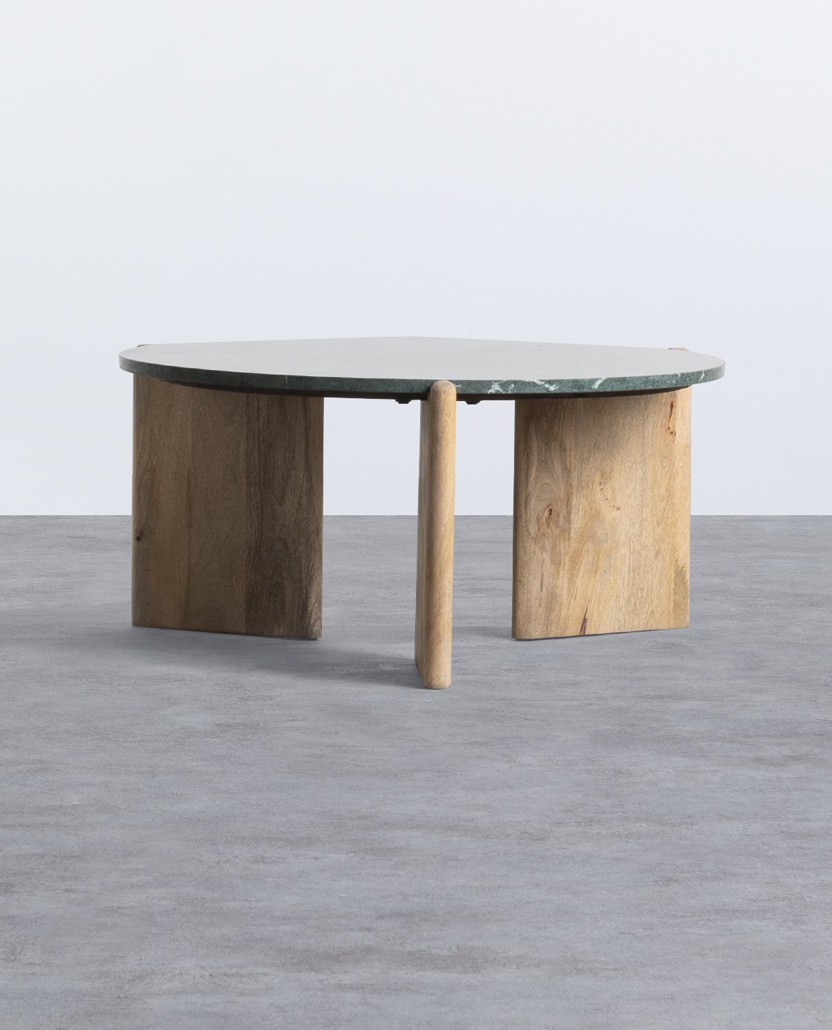 Table Basse Ronde en Bois et Marbre (Ø 86 cm) Crecia, image de la gelerie 1