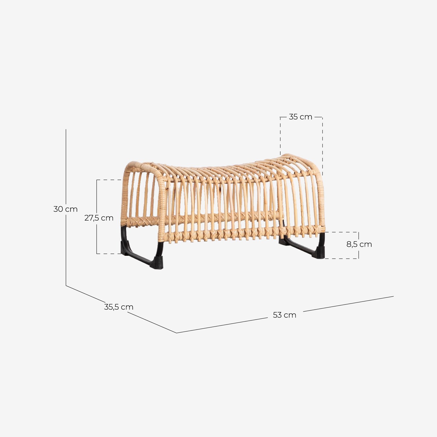 Fauteuil en Rotin Naturel avec Repose-Pieds Milan , dimensions