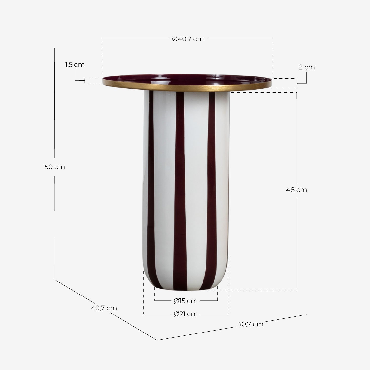 Table d'Appoint Ronde en Métal (Ø40,7 cm) Gela, dimensions