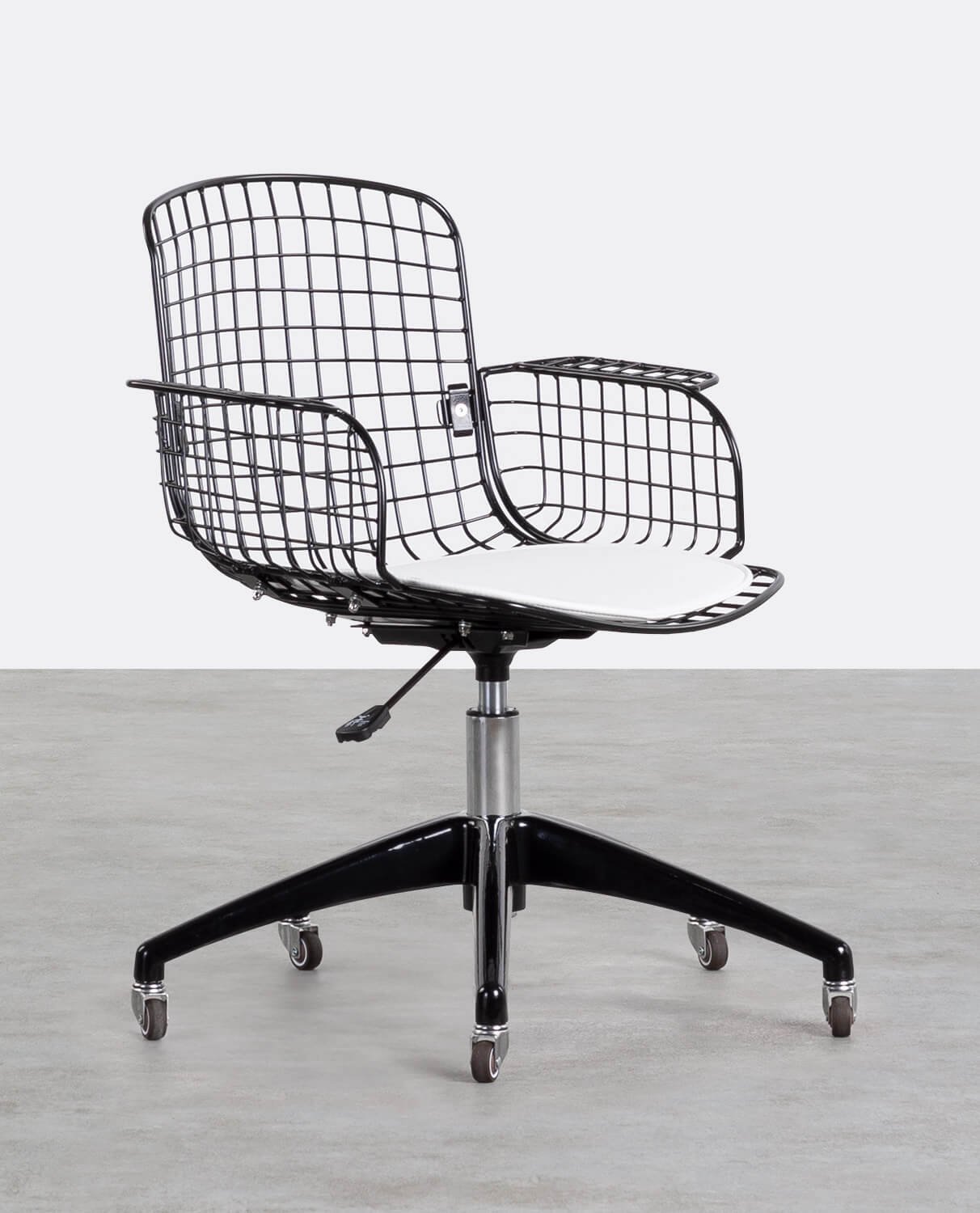 Chaise de Bureau Vintage en Métal à Dossier Haut Aras, image de la gelerie 1