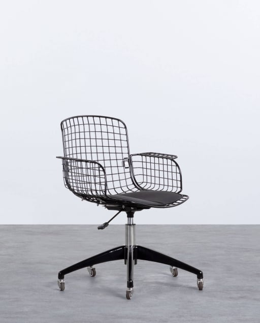 Chaise de Bureau Vintage en Métal à Dossier Haut Aras