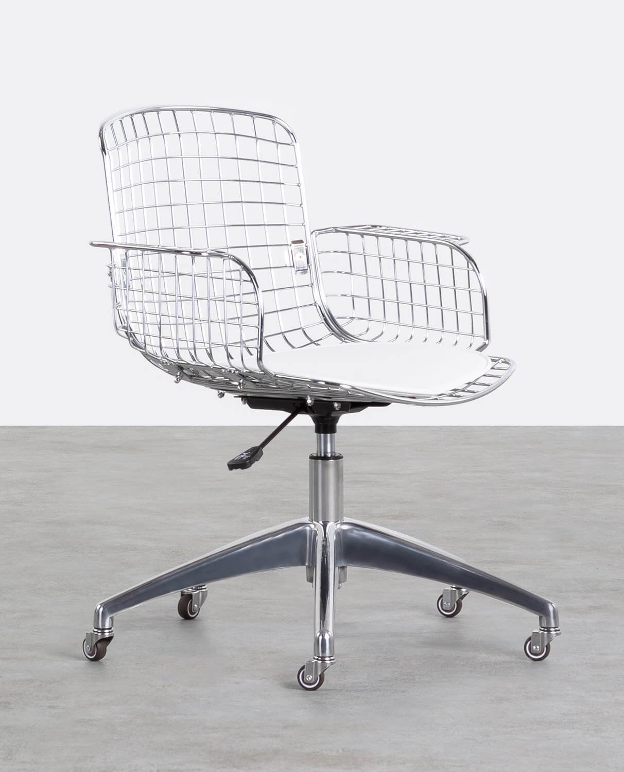 Chaise de Bureau Vintage en Métal à Dossier Haut Aras, image de la gelerie 1