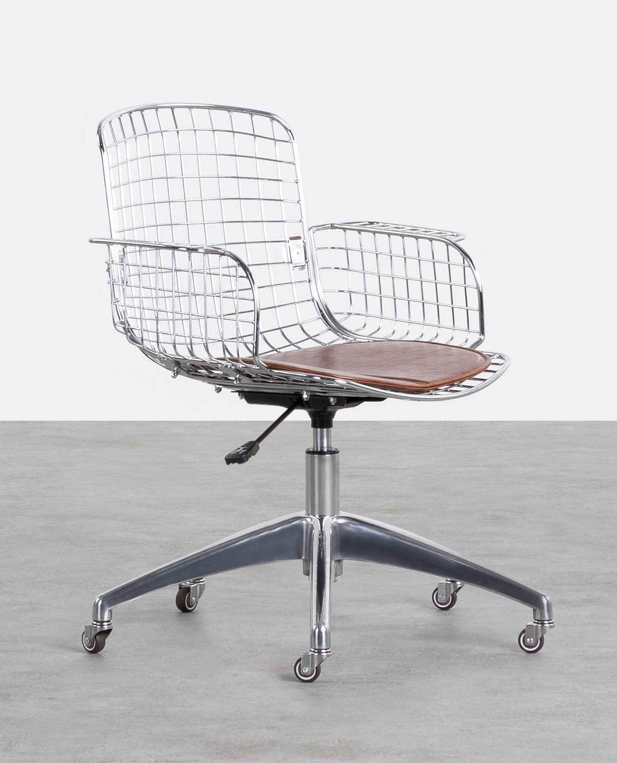 Chaise de Bureau Vintage en Métal à Dossier Haut Aras, image de la gelerie 1