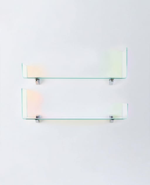 Ensemble de 2 Étagères Murales en Verre Curvé en L Iris - Iridiscent