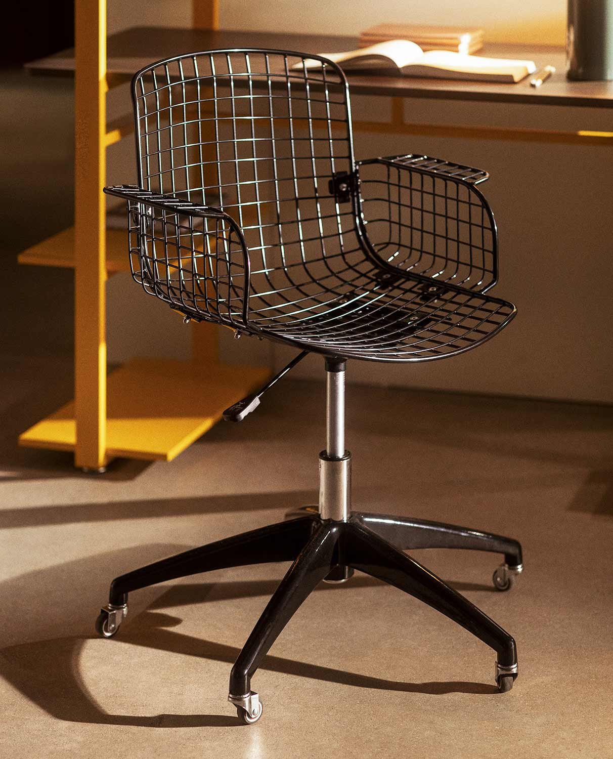 Chaise de Bureau Vintage en Métal à Dossier Haut Aras, image de la gelerie 2