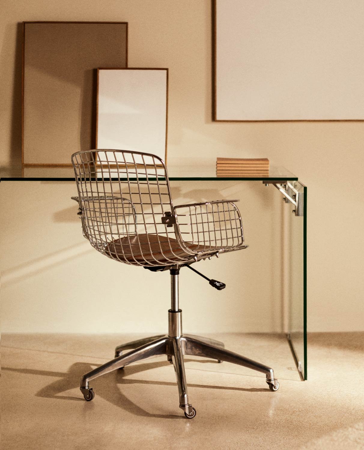 Chaise de Bureau Vintage en Métal à Dossier Haut Aras, image de la gelerie 2