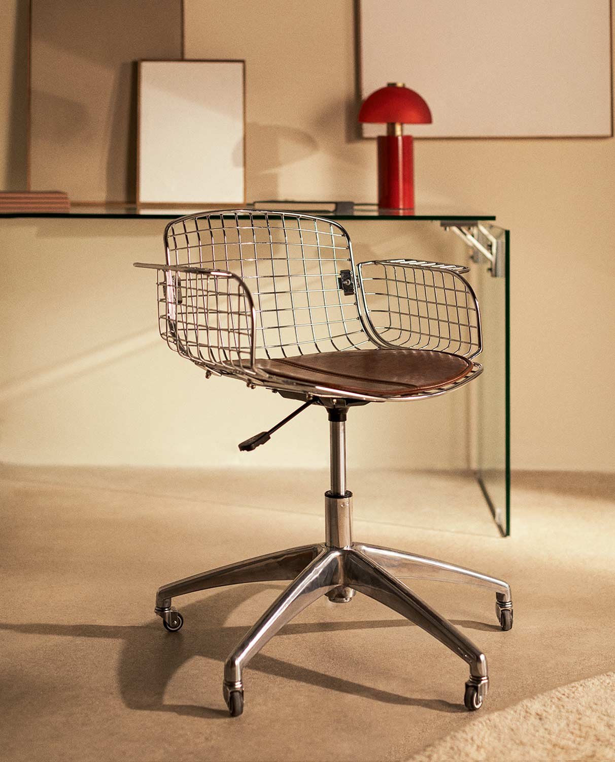 Chaise de Bureau Vintage en Métal à Dossier Bas Aras, image de la gelerie 2