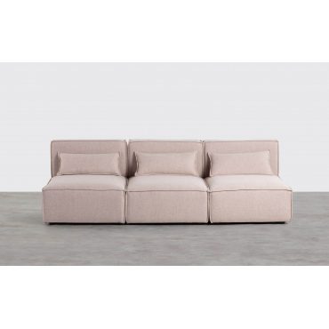 Canapé Modulable 3 pièces en Tissu Kilhe Tissu -Beige Coquillage - The Masie