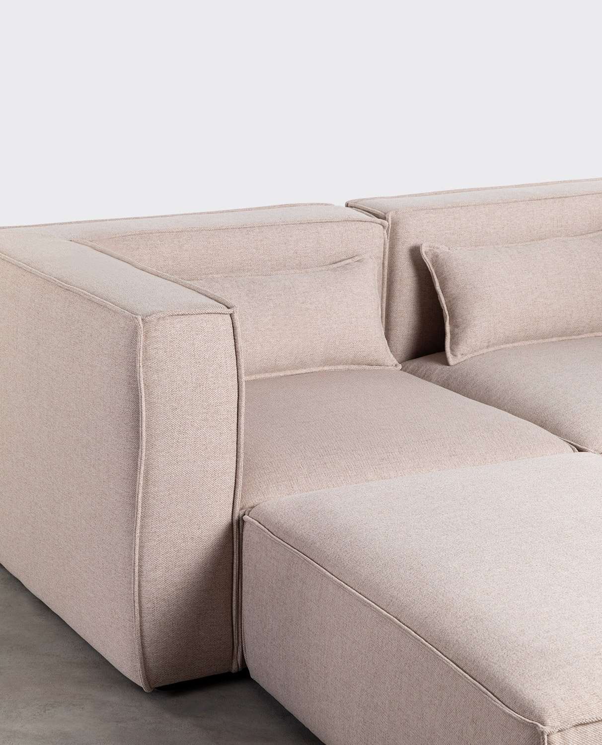  Canapé Modulable 3 pièces avec 2 Fauteuils d'Angle et Pouf en Tissu Kilhe , image de la gelerie 2