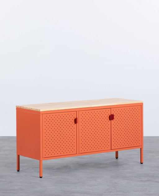 Buffet Bas 3 portes en Acier Laminé et Bois de Pin Varys