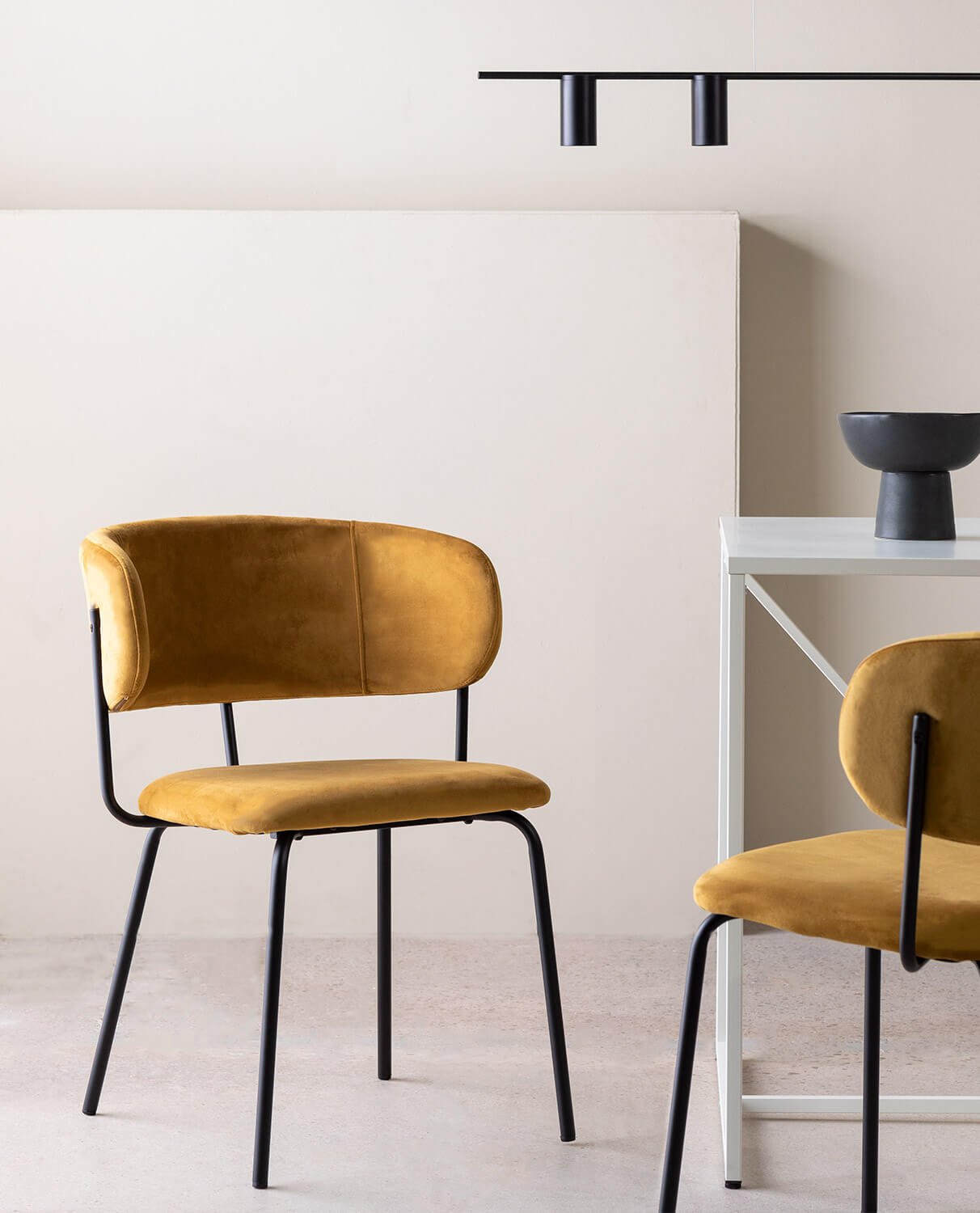 Pack 2 Chaises de Salle à Manger en Velours et Métal Bonse , image de la gelerie 2