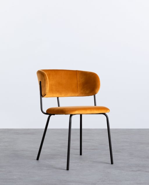 Pack 4 Chaises de Salle à Manger en Velours et Métal Bonse