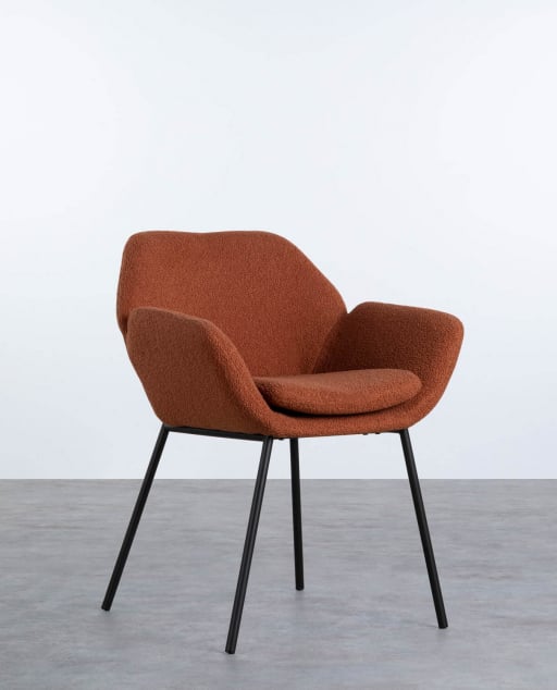 Pack 2 Chaises de Salle à Manger en Métal avec Accoudoirs Eider Bouclé