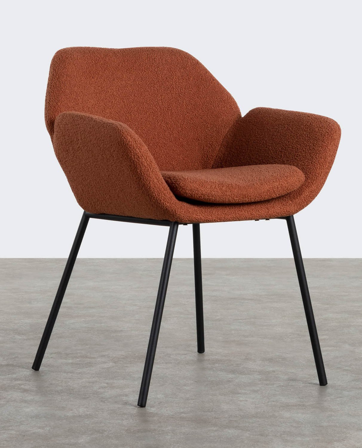 Pack 4 Chaises de Salle à Manger en Métal avec Accoudoirs Eider Bouclé, image de la gelerie 1