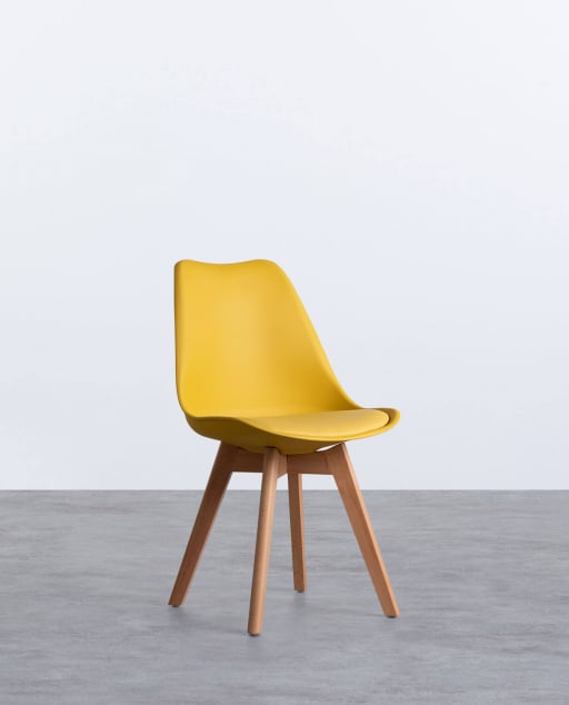 Pack 4 Chaises de Salle à Manger en Bois et Polypropylène Fine Freya