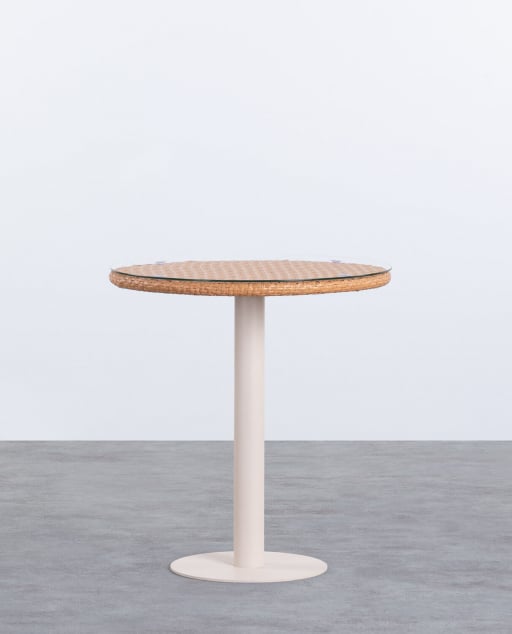 Table Ronde d´Extérieur en Aluminium et Verre Trempé (Ø70 cm) Roys