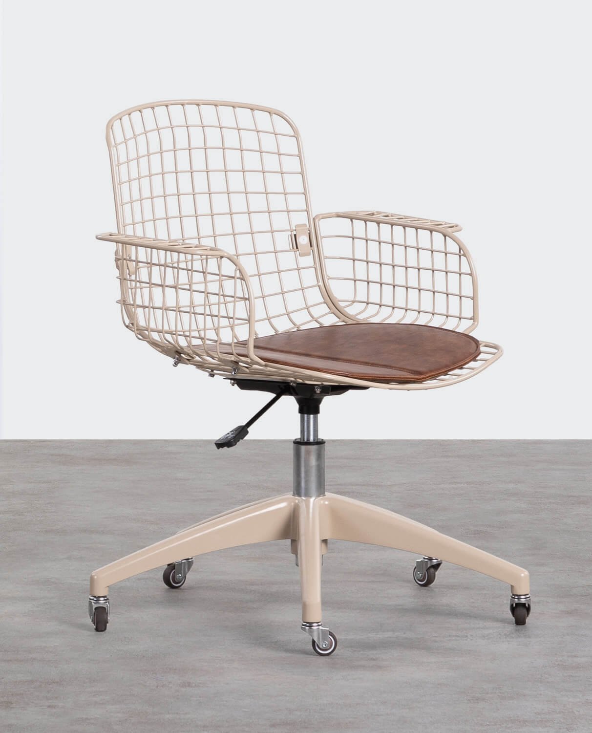 Chaise de Bureau Vintage en Métal à Dossier Haut Aras, image de la gelerie 1